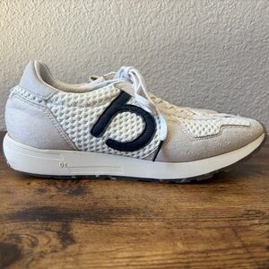 DUUO Men 40 / US 7 SPOP flat sports sneaker cream leather navy blue sustainable